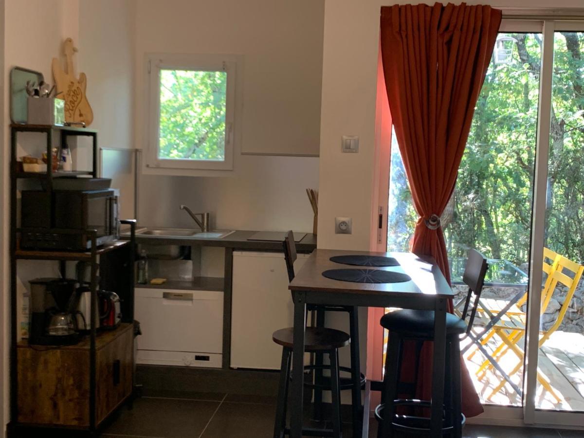 Le Mazet studio avec terrasse et spa privatif Saint Alban Auriolles Esterno foto
